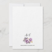 Einladung zur Hochzeit von eleganten lila BlumenEi (Rückseite)