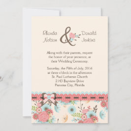 Einladung zur Hochzeit von Elfenbein, Blau und Kor