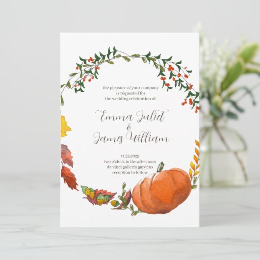 Einladung zur Hochzeit von Erntedank oder Herbst (Stehend Vorderseite)