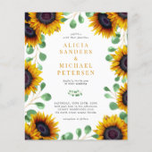 Einladung zur Hochzeit von Eukalyptus-Sonnenblumen (Vorderseite)