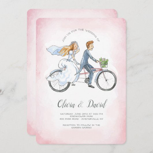 Einladung zur Hochzeit von Fahrrädern (Vorne/Hinten)