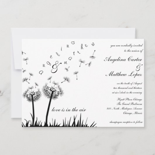 Einladung zur Hochzeit von Fliegenleuchtern (Vorderseite)