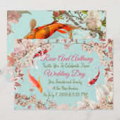 Einladung zur Hochzeit von Floral/Koi (Vorne/Hinten)