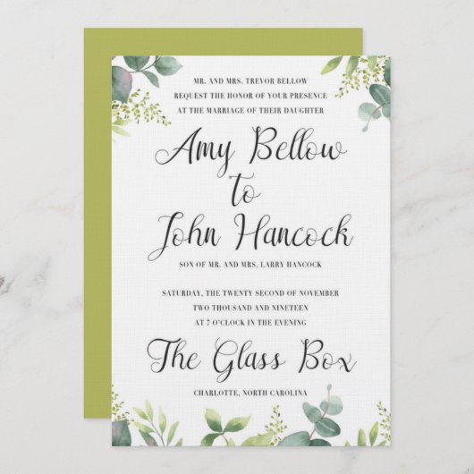 Einladung zur Hochzeit von Floral Watercolor (Vorne/Hinten)