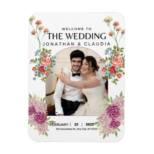 Einladung zur Hochzeit von Foto Monogramm Magnet