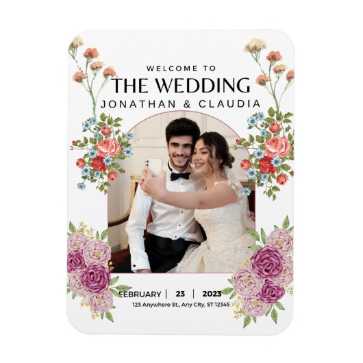 Einladung zur Hochzeit von Foto Monogramm Magnet (Vertikal)