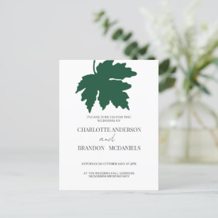 Einladung zur Hochzeit von frisch grünem Ahornblät Postkarte