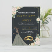 Einladung zur Hochzeit von Gelb und Grün (Stehend Vorderseite)