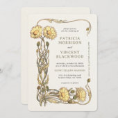 Einladung zur Hochzeit von gelben Blumenrahmen (Vorne/Hinten)