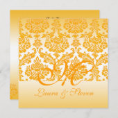 Einladung zur Hochzeit von gelber Damast (Vorne/Hinten)