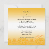 Einladung zur Hochzeit von gelber Damast (Rückseite)