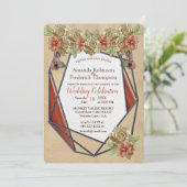 Einladung zur Hochzeit von geometrischem Braun-Led (Stehend Vorderseite)