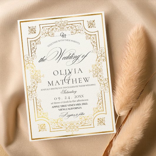 Einladung zur Hochzeit von Gold & Emerald Green Sc