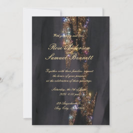 Einladung zur Hochzeit von Gold Foil Black Monogra