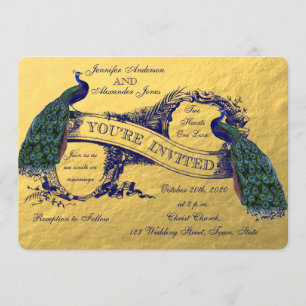 Einladung zur Hochzeit von Gold Peacock