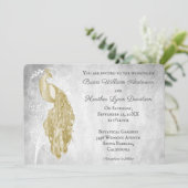 Einladung zur Hochzeit von Gold Peacock (Stehend Vorderseite)