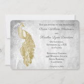 Einladung zur Hochzeit von Gold Peacock (Vorderseite)