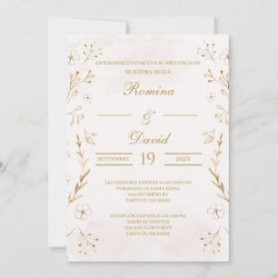 Einladung zur Hochzeit von Gold und Beige