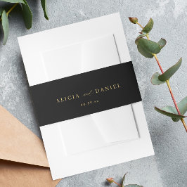 Einladung zur Hochzeit von Gold- und Black-Skripte Einladungsbanderole