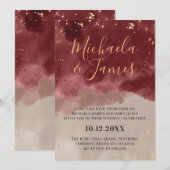 Einladung zur Hochzeit von Gold und Burgund (Vorne/Hinten)