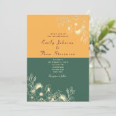 Einladung zur Hochzeit von Gold und Emerald Green (Stehend Vorderseite)