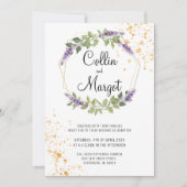 Einladung zur Hochzeit von Gold und Lavendel (Vorderseite)