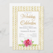 Einladung zur Hochzeit von Gold und Rosa (Vorne/Hinten)