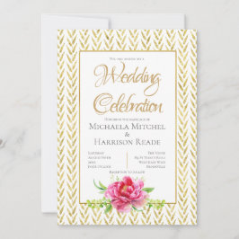 Einladung zur Hochzeit von Gold und Rosa