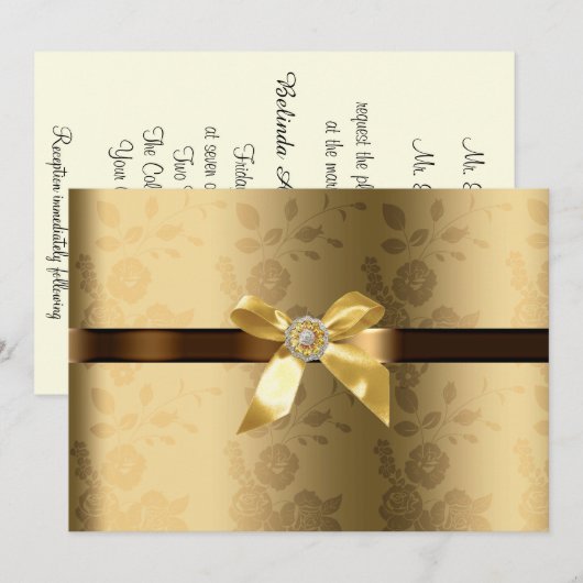 Einladung zur Hochzeit von Gold und Schokolade Bro (Vorne/Hinten)