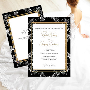 Einladung zur Hochzeit von Gold und Schwarz