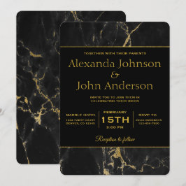 Einladung zur Hochzeit von Gold und schwarzem Marm
