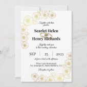 Einladung zur Hochzeit von Gold und Weiß (Vorderseite)