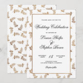 Einladung zur Hochzeit von Gold und Weiß (Vorne/Hinten)