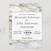 Einladung zur Hochzeit von Gold und weißem Marmor (Vorne/Hinten)