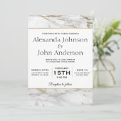 Einladung zur Hochzeit von Gold und weißem Marmor (Stehend Vorderseite)