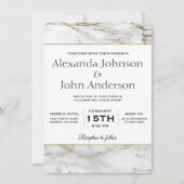 Einladung zur Hochzeit von Gold und weißem Marmor (Vorderseite)