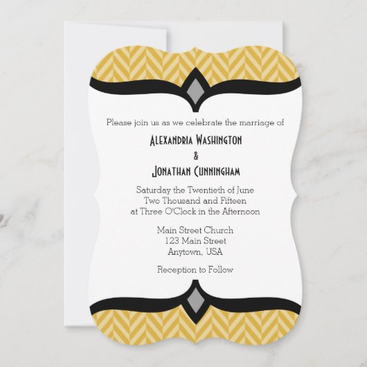 Einladung zur Hochzeit von Goldherringbone (Vorderseite)