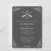 Einladung zur Hochzeit von grauen Monogrammen und  (Vorderseite)