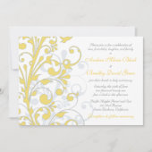 Einladung zur Hochzeit von grauweißer Blüte (Vorderseite)