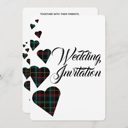 Einladung zur Hochzeit von Green Tartan (Vorne/Hinten)