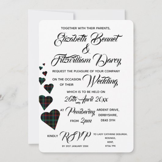 Einladung zur Hochzeit von Green Tartan (Rückseite)