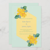 Einladung zur Hochzeit von Grün und Gelb (Vorne/Hinten)