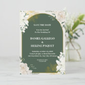 Einladung zur Hochzeit von Grün und Weiß (Stehend Vorderseite)