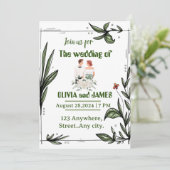 Einladung zur Hochzeit von Grün und Weiß (Stehend Vorderseite)