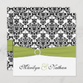 Einladung zur Hochzeit von Grün, Weiß und Schwarze (Vorne/Hinten)