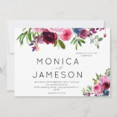 Einladung zur Hochzeit von heißen rosa und blauen (Vorderseite)