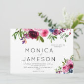 Einladung zur Hochzeit von heißen rosa und blauen (Stehend Vorderseite)