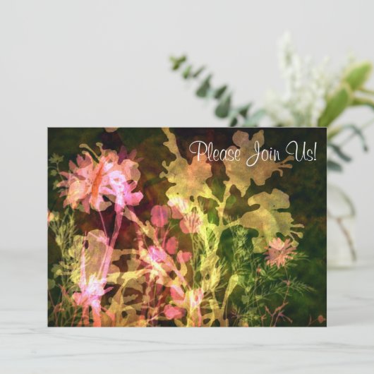 Einladung zur Hochzeit von hellen Blumen (Stehend Vorderseite)