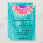 Einladung zur Hochzeit von hellen Blumen (Vorne/Hinten)