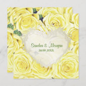 Einladung zur Hochzeit von hellgelben Rosen (Vorne/Hinten)